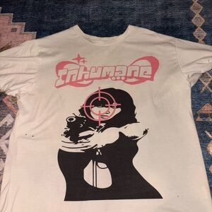 Graphic Tee with Pink and Black Design